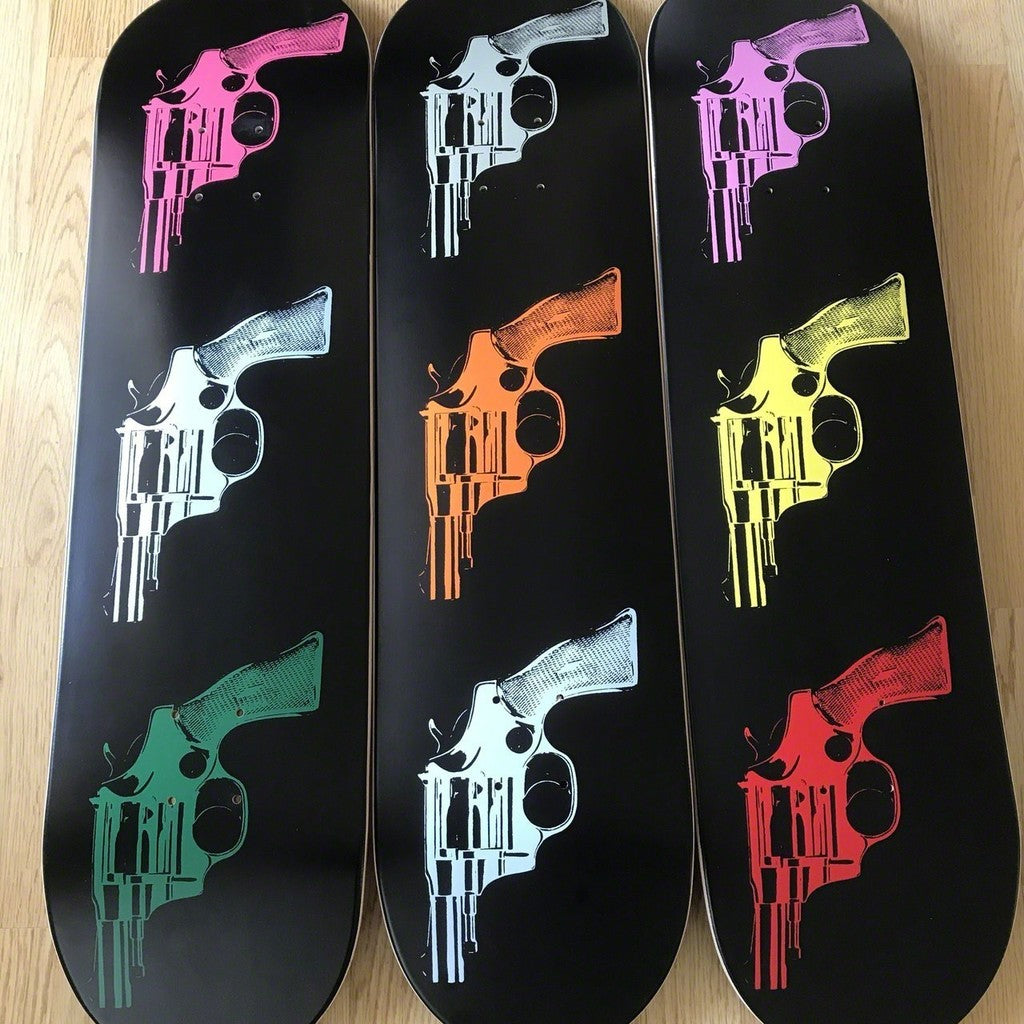 ANDY WARHOL- "GUNS" TRIPTYCH SKATE DECKS