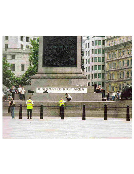 BANKSY- DESIGNATED RIOT AREA POSTCARD, HS BY LAZARIDES – ARTS LIMITED