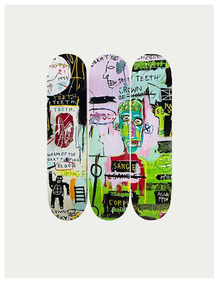 JEAN MICHEL BASQUIAT IN ITALIAN TRIPTYCH SKATE DECKS