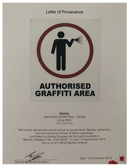 BANKSY AUTHORISED GRAFFITI AREA STICKER